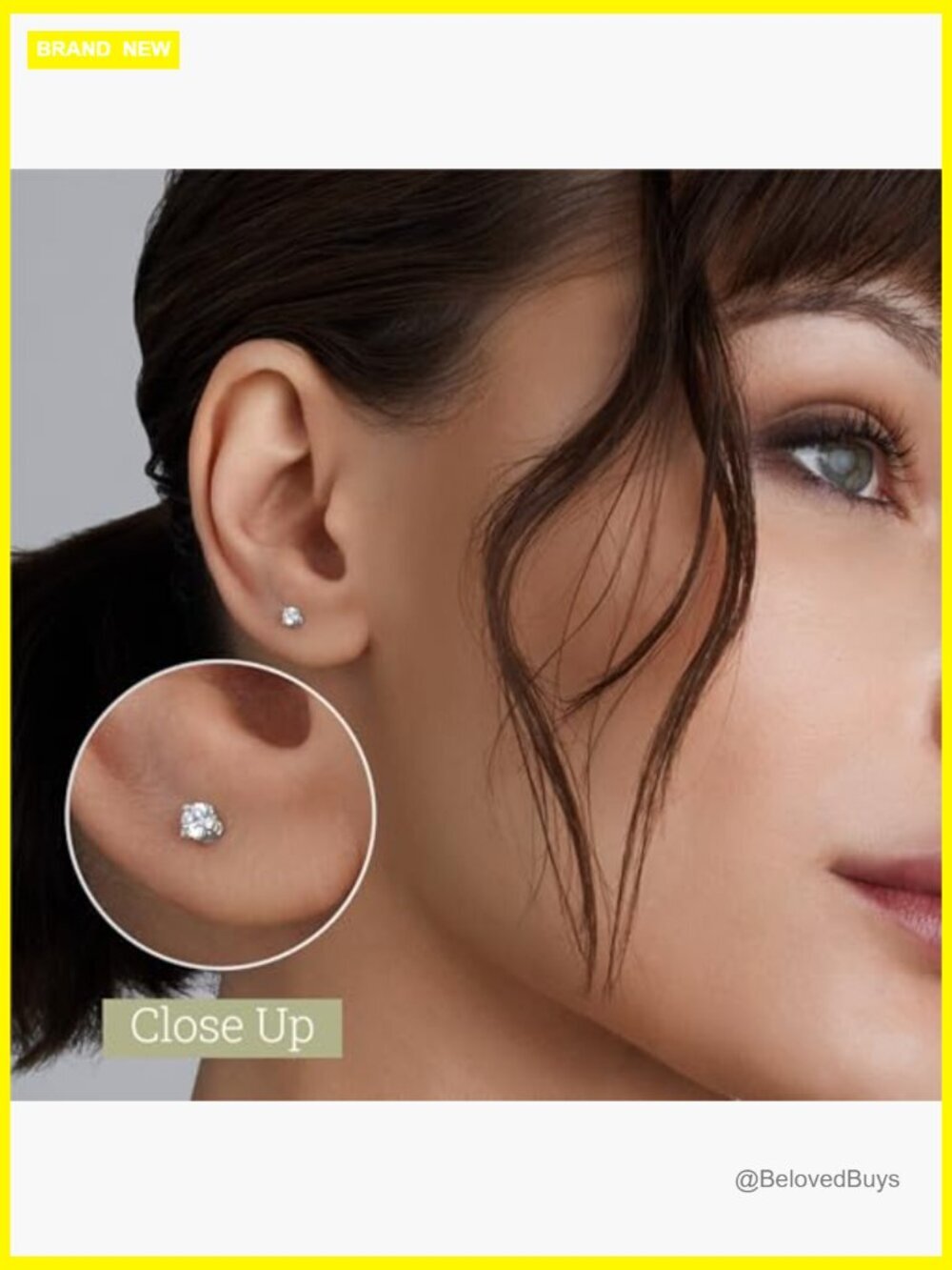 Lab-Grown Diamond Stud Earrings Sterling Silver 1/5 Carat Hypoallergenic - Picture 3 of 7